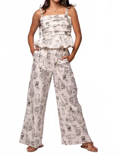 Miou Muse Little Italy Pant In Ecru In White