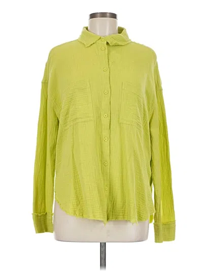 Pre-owned Miou Muse Long Sleeve Button Down Shirt In Green