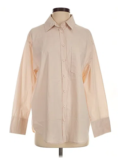 Pre-owned Miou Muse Long Sleeve Button Down Shirt In Tan