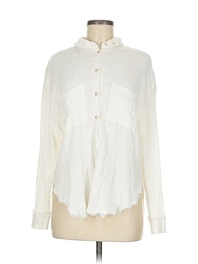 Pre-owned Miou Muse Long Sleeve Button Down Shirt In White