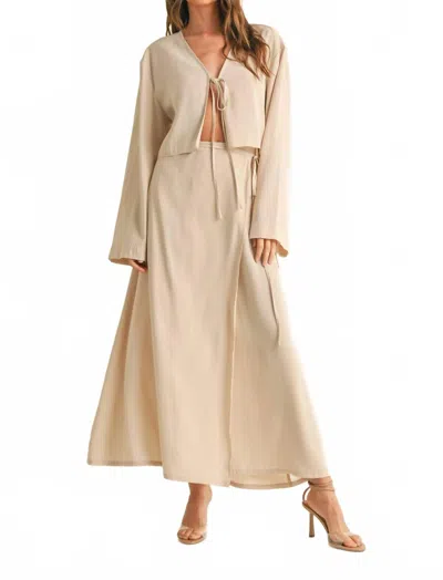 Miou Muse Long Sleeve Tie Front Top In Beige In Neutral
