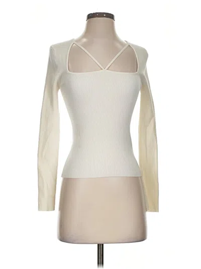 Pre-owned Miou Muse Long Sleeve Top Ivory Open Neckline Tops