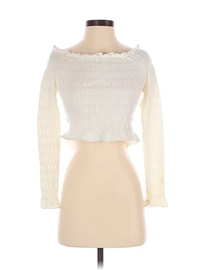 Pre-owned Miou Muse Long Sleeve Top Ivory Ruffles Neckline Tops