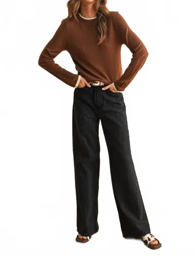 Miou Muse Looks Latered Lightweight Sweater Top In Brown - Hoc Spring In Multi