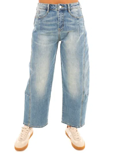 Miou Muse Loose Fit Barrel Jeans In Denim In Blue