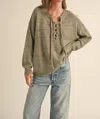 Miou Muse Lucy Lace Up Sweater In Olive