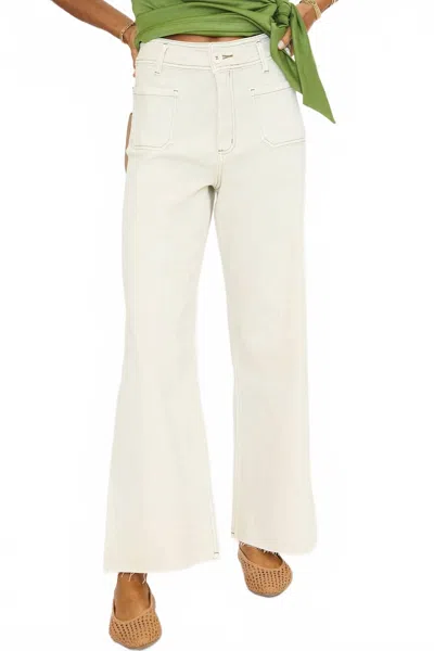 Miou Muse Maggie Pants With Front Pocket In White In Multi
