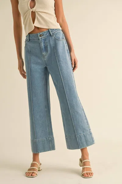 Miou Muse Margo Wide Leg Jeans In Denim In Blue