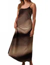 Miou Muse Mariah Gradient Satin Sleeveless Midi Dress In Brown In Brown