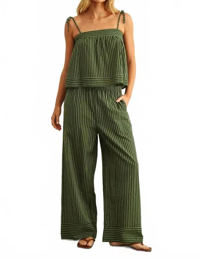 Miou Muse Market Stripe Pants In Avocado In Green