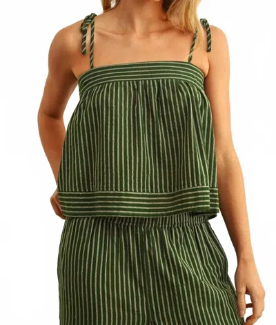 Miou Muse Market Stripe Tie Top In Avocado In Green