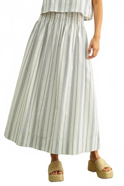 Miou Muse Market Stroll Midi Skirt In Blue Oatmeal In Multi