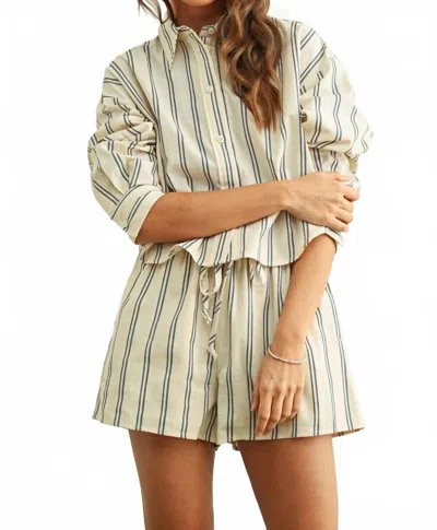 Miou Muse Markie Top In Blue Stripe In Neutral