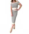 Miou Muse Maya Knit Midi Skirt In Beige/black