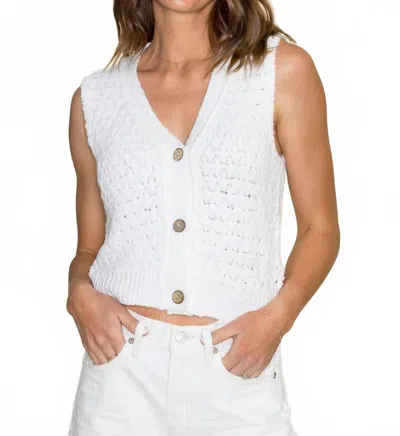 Miou Muse Micah Knit Button Front Vest In White