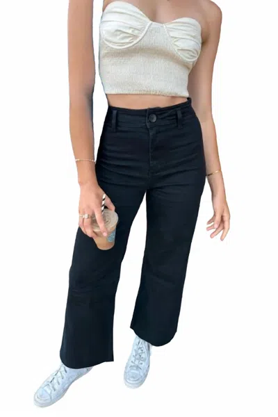 Miou Muse Milani Wide Leg Jeans In Faded Black In Blue