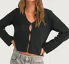 Miou Muse Millie Long Sleeve Knit Sweater In Black In Black