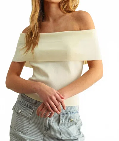 Miou Muse Misty Grey Off Shoulder Top In Cream In Gray