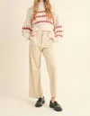 Miou Muse Mixed Corduroy With Pocket Pants In Cream In White