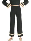 Miou Muse Mood Shift Stripe Detail Pants In Black/cream In Black