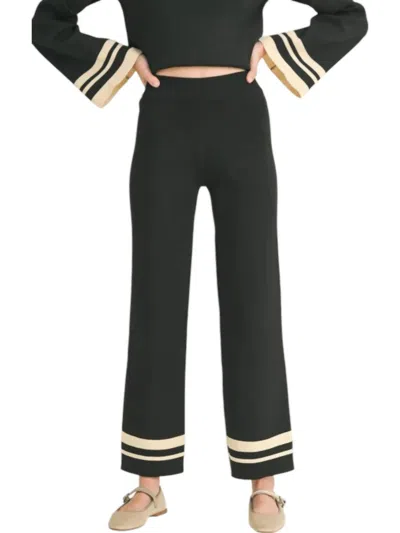 Miou Muse Mood Shift Stripe Detail Pants In Black/cream In Multi