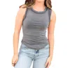 Miou Muse Moving On Ribbed Tank Top In Washed Charcoala In Multi