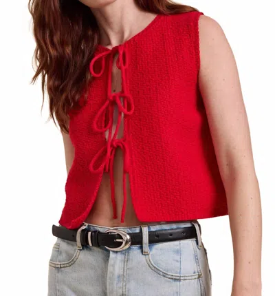 Miou Muse Noami Cardi Tie Top In Red