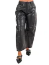 Miou Muse Nothing Really Matters Pleather Barrel Pants In Black In Black