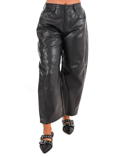 Miou Muse Nothing Really Matters Pleather Barrel Pants In Black
