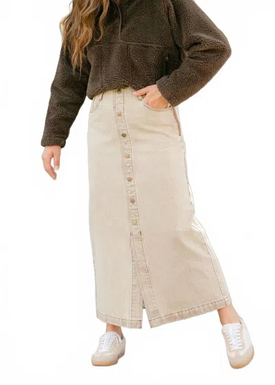 Miou Muse Out West Washed Skirt In Brown In Green