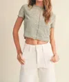 Miou Muse Patterned Fabric Top With Tank In Sage