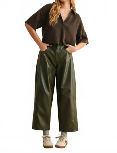 Miou Muse Penelope Pleather Pants In Olive In Green