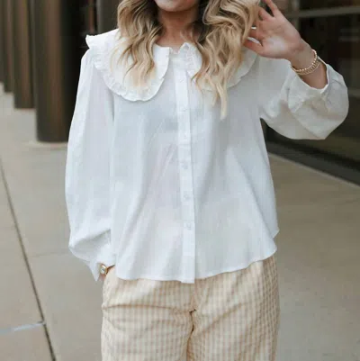Miou Muse Peter Pan Collar Top In Off White