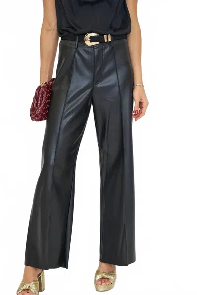 Miou Muse Pintuck Detail Wide Straight Pants In Black