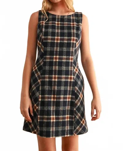 Miou Muse Plaid Pattern Mini Dress In Navy Multi