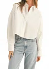 Miou Muse Poplin Button Down Top In White In White