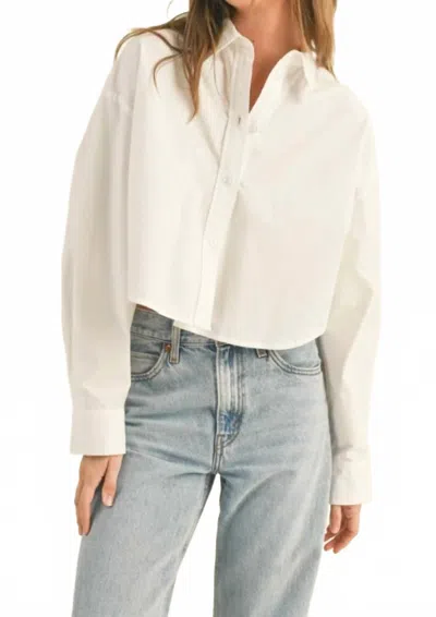 Miou Muse Poplin Button Down Top In White