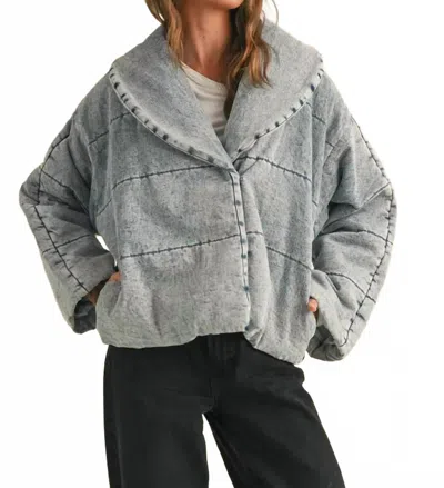 Miou Muse Quilted Tie To Close Jacket In Denim In Multi