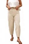 Miou Muse Ranie Washed Barrel Pants In Beige In Neutral