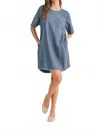 Miou Muse Raw Edge Detail Denim Dress In Blue