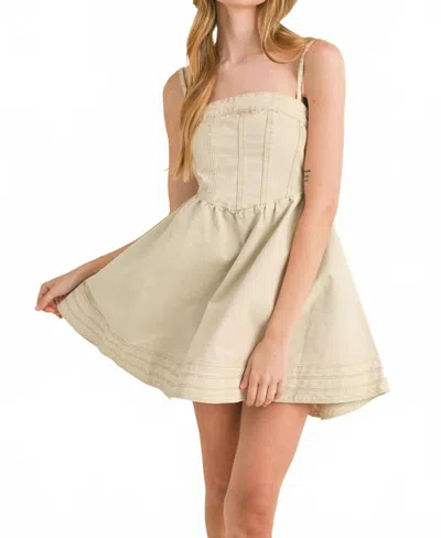 Miou Muse Removable Straps Mini Dress In Khaki In Neutral
