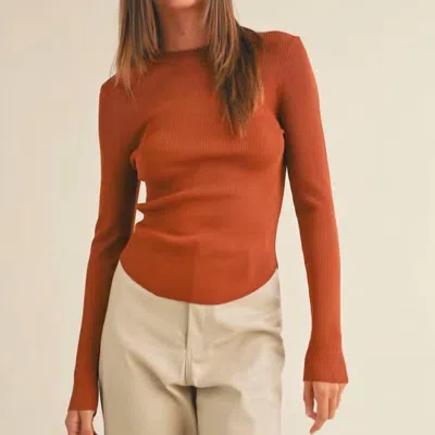 MIOU MUSE RIBBED LONG SLEEVE IN TOFFEE