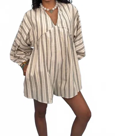 Miou Muse Sail Away Romper In Oatmeal/black In Multi