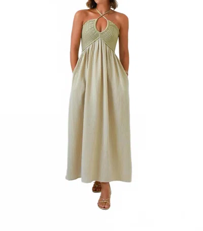 Miou Muse Sandy Shore Halter Midi Dress In Neutral