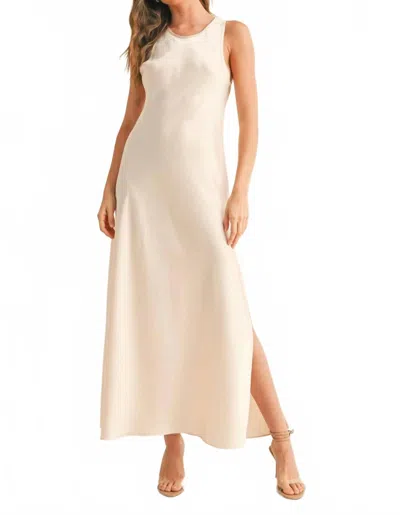 Miou Muse Satin Midi Slip Dress In Ivory In Pink