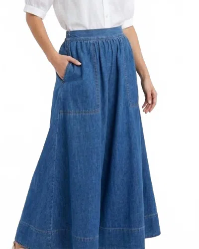 Miou Muse Savannah Denim Maxi Skirt In Blue