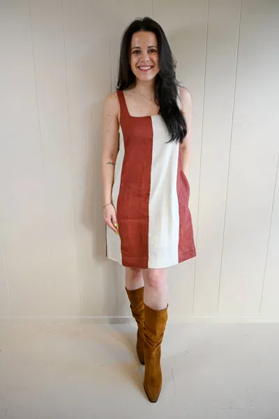 Miou Muse Sea Palm Mini Dress In Terracotta/sand In Multi