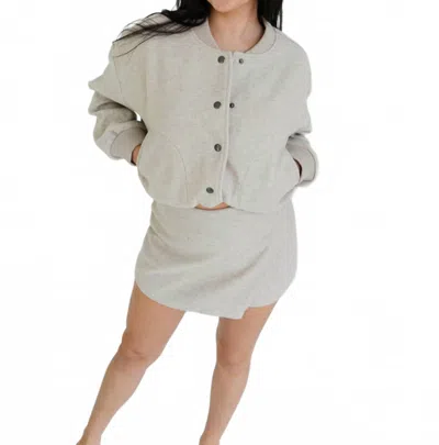 Miou Muse Semi Casual Bomber Jacket In Oatmeal In White