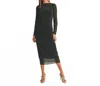 Miou Muse Sheer & Shimmer Midi Dress In Gray Shimmering In Black
