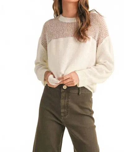 Miou Muse Sheer Joy Sweater Top In White